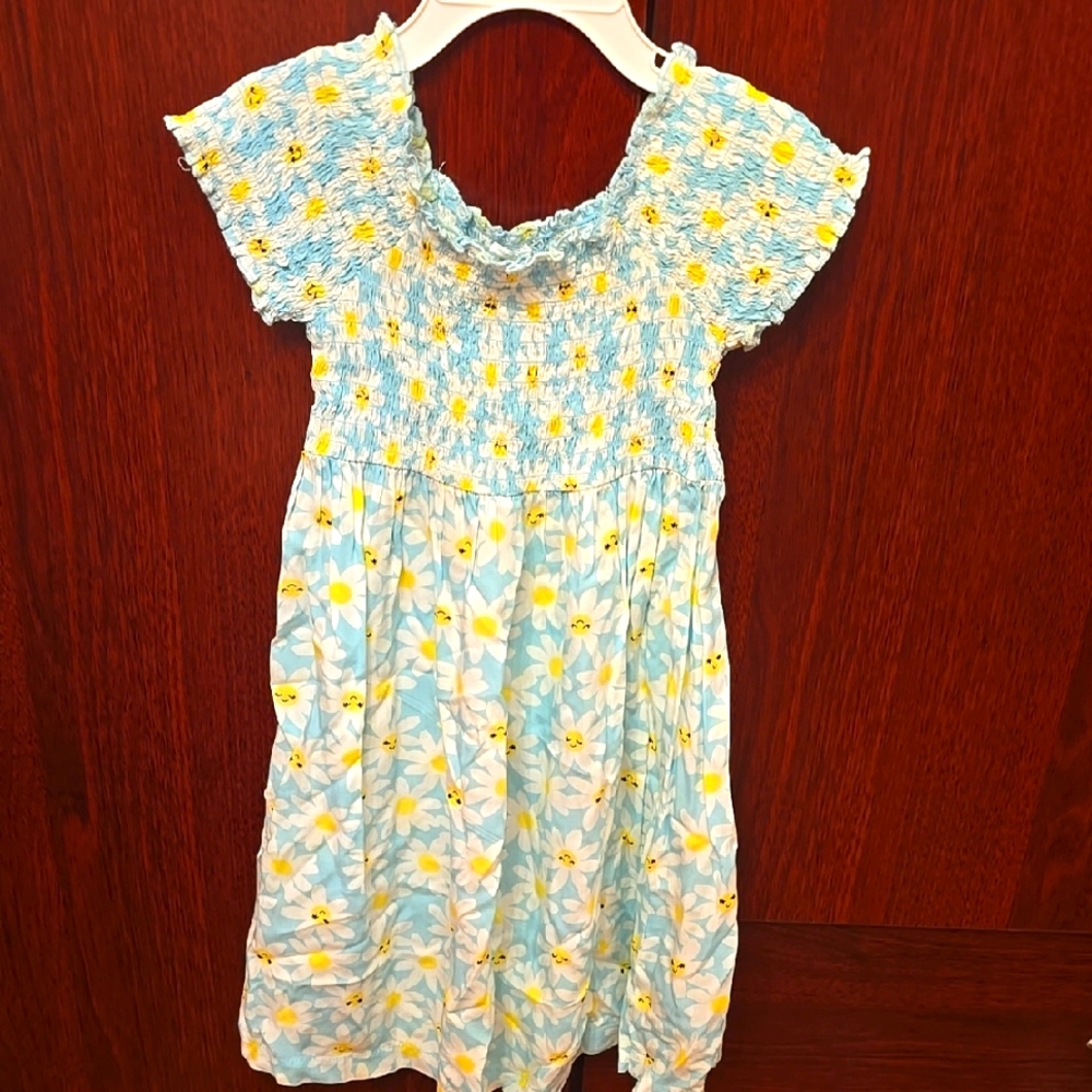 Carter's Blue and Yellow Flutter Sleeve Sundress Casual